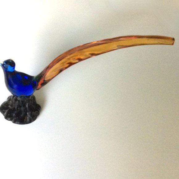 Authentic Vintage Pilgrim Art Glass Long Tail Pheasant Figurine - Picture 4 of 10